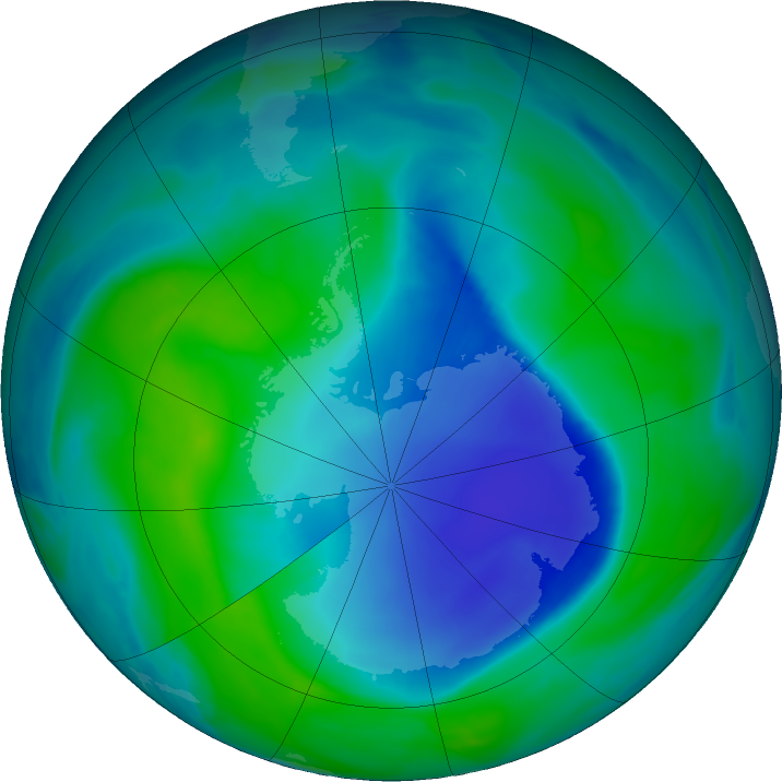 Antarctic ozone map for 19 December 2020